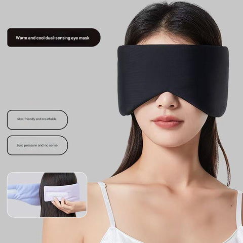 Darrahopens Health & Beauty > Health & Wellbeing > Sleeping Aids Black Reversible All-Season Sleep Mask - Cooling & Warming with Sound Muffling Ear Covers Function
