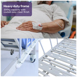 Darrahopens Health & Beauty > Health & Wellbeing > Sleeping Aids EQUIPMED Medical Bed, w/ Mattress & Over Bed Table, Back and Leg Lifting, Lateral Tilting, Commode Bowl, IV Pole, Home Aged Care or ICU Hospital