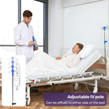 Darrahopens Health & Beauty > Health & Wellbeing > Sleeping Aids EQUIPMED Medical Bed, w/ Mattress & Over Bed Table, Easy Manual Back and Leg Incline Adjustable, IV Pole, Home Aged Care or ICU Hospital