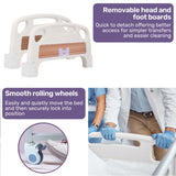 Darrahopens Health & Beauty > Health & Wellbeing > Sleeping Aids EQUIPMED Medical Bed, w/ Mattress & Over Bed Table, Easy Manual Back and Leg Incline Adjustable, IV Pole, Home Aged Care or ICU Hospital