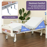 Darrahopens Health & Beauty > Health & Wellbeing > Sleeping Aids EQUIPMED Medical Bed, w/ Mattress & Over Bed Table, Easy Manual Back and Leg Incline Adjustable, IV Pole, Home Aged Care or ICU Hospital