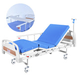 Darrahopens Health & Beauty > Health & Wellbeing > Sleeping Aids EQUIPMED Medical Bed, w/ Mattress & Over Bed Table, Easy Manual Back and Leg Incline Adjustable, IV Pole, Home Aged Care or ICU Hospital