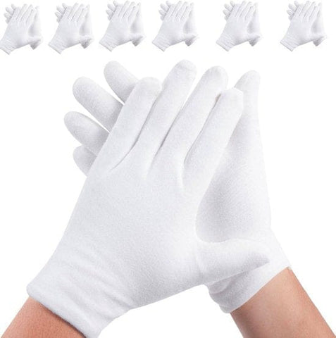 Darrahopens Health & Beauty > Health & Wellbeing > Sleeping Aids Gloves - 6 pairs - White cotton gloves - Suitable for dry hands - Can be worn while sleeping - High-quality cotton gloves - Unisex white gloves - Rounded finger gloves