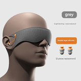 Darrahopens Health & Beauty > Health & Wellbeing > Sleeping Aids Grey 2-in-1 Blackout Sleep Mask with Integrated Noise Reducing Earplugs for Undisturbed Rest