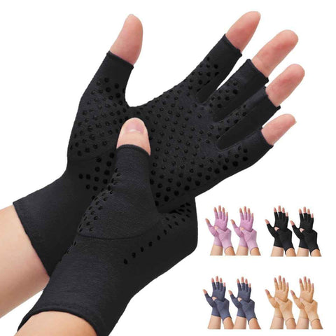 Darrahopens Health & Beauty > Health & Wellbeing > Supports & Braces 2-Pair Arthritis Compression Gloves- for Hand Arthritis, Carpal Tunnel Pain, Rheumatoid Arthritis, RSI, Fingerless, Anti-Slip, Breathable Gloves for Men & Women, Typing, Daily Use - Black - Size S In Australia - Darrahopens
