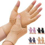 Darrahopens Health & Beauty > Health & Wellbeing > Supports & Braces 2-Pair Arthritis Compression Gloves- for Hand Arthritis, Carpal Tunnel Pain, Rheumatoid Arthritis, RSI, Fingerless, Anti-Slip, Breathable Gloves for Men & Women, Typing, Daily Use - Light Brown - Size L In Australia - Darrahopens