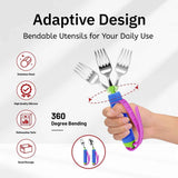 Darrahopens Health & Beauty > Health & Wellbeing > Supports & Braces Adaptive Utensils for Disability, 360°Gadgets Swivel Fork Spoon with Adjustable Silicone Strap for Weak Hand Grip & Handicapped & Parkinsons Travel Eating Utensils for Disabled, Elderly - Blue / 3 Pack In Australia - Darrahopens