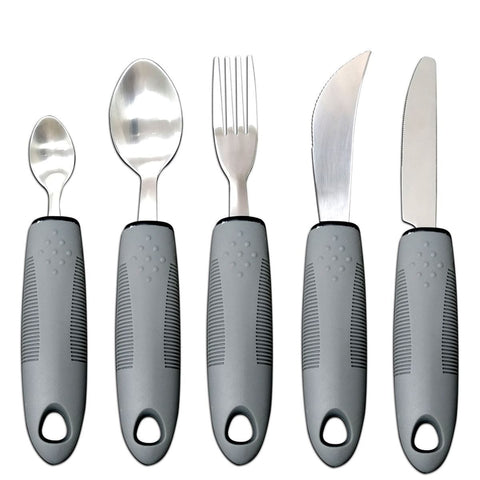 Darrahopens Health & Beauty > Health & Wellbeing > Supports & Braces Adaptive Utensils, Weighted Utensils for Hand Tremors, Utensils for Parkinsons Patients,Elderly,Arthritis,Weak Hand Grip,Tremors & Handicapped. Stainless Steel Knife,Fork and Spoons Set - Gray - Size 5pcs In Australia - Darrahopens