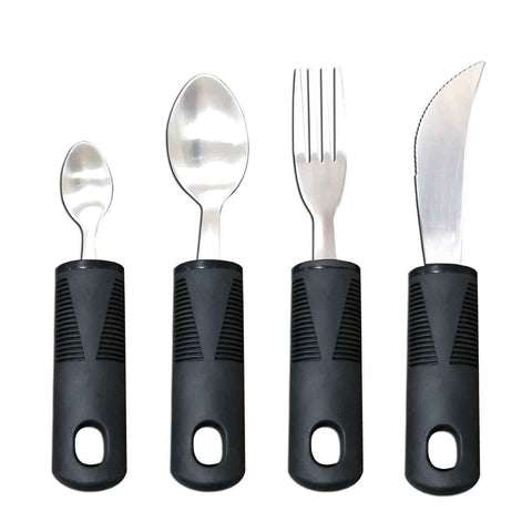 Adaptive Utensils, Weighted Utensils for Hand Tremors, Utensils for Parkinsons Patients,Elderly,Arthritis,Weak Hand Grip,Tremors & Handicapped. Stainless Steel Knife,Fork and Spoons Set - Black - Size 4pcs In Australia - Darrahopens