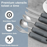 Adaptive Utensils, Weighted Utensils for Hand Tremors, Utensils for Parkinsons Patients,Elderly,Arthritis,Weak Hand Grip,Tremors & Handicapped. Stainless Steel Knife,Fork and Spoons Set - Black - Size 5pcs In Australia - Darrahopens