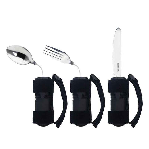 Bendable Adaptive Utensils for Elderly, Disabled People, Parkinson’s, Arthritis, Hand Tremors, Weak Hand Grip & Handicapped, Arthritic Hands-Non Slip Handles - Black - Size 3 Pack In Australia - Darrahopens