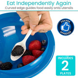 Darrahopens Health & Beauty > Health & Wellbeing > Supports & Braces Spill-Proof Scoop Plate, 9" - Dish with Wall for Disabled, Handicapped, Elderly Adults with Special Needs from Parkinsons, Dementia, Stroke, Tremors with - Non Skid Padded Bottom - Blue / 2 Pack