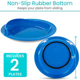 Darrahopens Health & Beauty > Health & Wellbeing > Supports & Braces Spill-Proof Scoop Plate, 9" - Dish with Wall for Disabled, Handicapped, Elderly Adults with Special Needs from Parkinsons, Dementia, Stroke, Tremors with - Non Skid Padded Bottom - Blue / 2 Pack