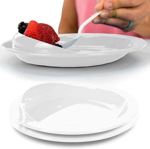 Darrahopens Health & Beauty > Health & Wellbeing > Supports & Braces Spill-Proof Scoop Plate, 9" - Dish with Wall for Disabled, Handicapped, Elderly Adults with Special Needs from Parkinsons, Dementia, Stroke, Tremors with - Non Skid Padded Bottom - White / 1 Pack