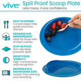 Spill-Proof Scoop Plate, 9" - Dish with Wall for Disabled, Handicapped, Elderly Adults with Special Needs from Parkinsons, Dementia, Stroke, Tremors with - Non Skid Padded Bottom - White / 2 Pack