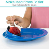 Spill-Proof Scoop Plate, 9" - Dish with Wall for Disabled, Handicapped, Elderly Adults with Special Needs from Parkinsons, Dementia, Stroke, Tremors with - Non Skid Padded Bottom - White / 2 Pack