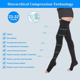 Darrahopens Health & Beauty > Health & Wellbeing > Supports & Braces Thigh High Compression Socks for Women Men 23-32 mmHg Open Toe, Level 2 Support for Varicose Veins Edema, Breathable Cotton Spandex with Silicone Dotted Bands In Australia - Darrahopens