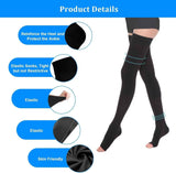Darrahopens Health & Beauty > Health & Wellbeing > Supports & Braces Thigh High Compression Socks for Women Men 23-32 mmHg Open Toe, Level 2 Support for Varicose Veins Edema, Breathable Cotton Spandex with Silicone Dotted Bands In Australia - Darrahopens