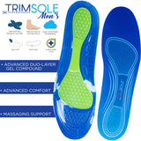 Darrahopens Health & Beauty > Health & Wellbeing > Supports & Braces TRIMSOLE Mens Gel Advanced Insoles Silicone Antibacterial Inserts Pads Massage
