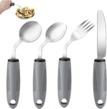 Darrahopens Health & Beauty > Health & Wellbeing > Supports & Braces Weighted Adaptive Utensils, 4Pcs Weighted Utensils for Hand Tremors, 45°Angled Parkinsons Utensils for Elderly, 3.5oz Weighted Built Up Utensils for Adults, Disabled, Parkinson - Gray - Size Left-Handed In Australia - Darrahopens