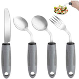 Weighted Adaptive Utensils, 4Pcs Weighted Utensils for Hand Tremors, 45°Angled Parkinsons Utensils for Elderly, 3.5oz Weighted Built Up Utensils for Adults, Disabled, Parkinson - Gray - Size Right-Handed In Australia - Darrahopens