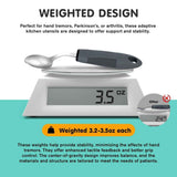 Weighted Adaptive Utensils, 4Pcs Weighted Utensils for Hand Tremors, 45°Angled Parkinsons Utensils for Elderly, 3.5oz Weighted Built Up Utensils for Adults, Disabled, Parkinson - Black - Size Left-Handed In Australia - Darrahopens