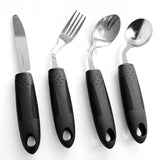 Weighted Adaptive Utensils, 4Pcs Weighted Utensils for Hand Tremors, 45°Angled Parkinsons Utensils for Elderly, 3.5oz Weighted Built Up Utensils for Adults, Disabled, Parkinson - Black - Size Left-Handed In Australia - Darrahopens