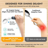 Darrahopens Health & Beauty > Health & Wellbeing > Supports & Braces Weighted Adaptive Utensils, 4Pcs Weighted Utensils for Hand Tremors, 45°Angled Parkinsons Utensils for Elderly, 3.5oz Weighted Built Up Utensils for Adults, Disabled, Parkinson - Black - Size Right-Handed In Australia - Darrahopens