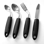 Darrahopens Health & Beauty > Health & Wellbeing > Supports & Braces Weighted Adaptive Utensils, 4Pcs Weighted Utensils for Hand Tremors, 45°Angled Parkinsons Utensils for Elderly, 3.5oz Weighted Built Up Utensils for Adults, Disabled, Parkinson - Black - Size Right-Handed In Australia - Darrahopens
