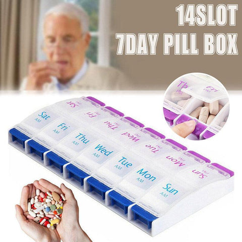 Darrahopens Health & Beauty > Health & Wellbeing > Wellness Accessories 14 Slot 7 Day Pill Box Dispenser Medicine Organiser Am Case Medication Au Stock