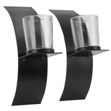 Darrahopens Health & Beauty > Health & Wellbeing > Wellness Accessories 2Set Wall Mounted Candlestick Iron Three Dimensional Arc Design Candle Tray for Bedroom In Australia - Darrahopens