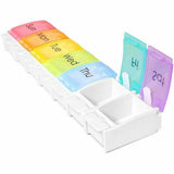 Darrahopens Health & Beauty > Health & Wellbeing > Wellness Accessories 7 Day Weekly Pill Organizer Box with Push Button Rainbow Compartments Travel Case