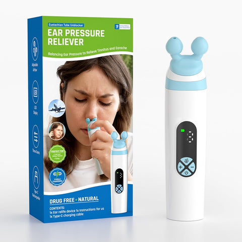 Darrahopens Health & Beauty > Health & Wellbeing > Wellness Accessories Electric Ear Pressure Relief Device – 3-Mode Adjustable Airflow for Travel, Diving & Altitude – Eustachian Tube Unblocker with LED Display & Type-C Charging (White)
