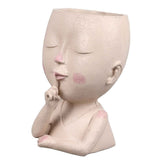 Darrahopens Health & Beauty > Health & Wellbeing > Wellness Accessories Face Flower Pot Head Planter Pot Cute Resin Succulent Planter with Drainage Hole Closed Eyes Large Opening for Indoor Outdoor In Australia - Darrahopens