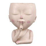 Darrahopens Health & Beauty > Health & Wellbeing > Wellness Accessories Face Flower Pot Head Planter Pot Cute Resin Succulent Planter with Drainage Hole Closed Eyes Large Opening for Indoor Outdoor In Australia - Darrahopens
