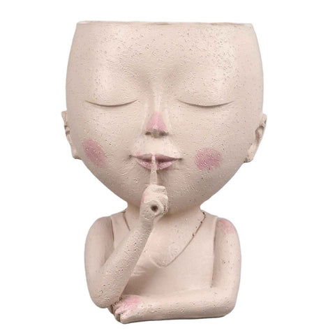 Darrahopens Health & Beauty > Health & Wellbeing > Wellness Accessories Face Flower Pot Head Planter Pot Cute Resin Succulent Planter with Drainage Hole Closed Eyes Large Opening for Indoor Outdoor In Australia - Darrahopens