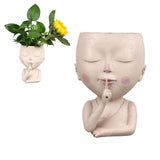 Darrahopens Health & Beauty > Health & Wellbeing > Wellness Accessories Face Flower Pot Head Planter Pot Cute Resin Succulent Planter with Drainage Hole Closed Eyes Large Opening for Indoor Outdoor In Australia - Darrahopens