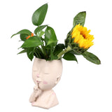 Darrahopens Health & Beauty > Health & Wellbeing > Wellness Accessories Face Flower Pot Head Planter Pot Cute Resin Succulent Planter with Drainage Hole Closed Eyes Large Opening for Indoor Outdoor In Australia - Darrahopens