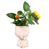 Darrahopens Health & Beauty > Health & Wellbeing > Wellness Accessories Face Flower Pot Head Planter Pot Cute Resin Succulent Planter with Drainage Hole Closed Eyes Large Opening for Indoor Outdoor In Australia - Darrahopens