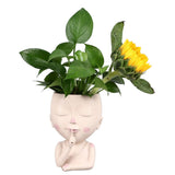 Darrahopens Health & Beauty > Health & Wellbeing > Wellness Accessories Face Flower Pot Head Planter Pot Cute Resin Succulent Planter with Drainage Hole Closed Eyes Large Opening for Indoor Outdoor In Australia - Darrahopens