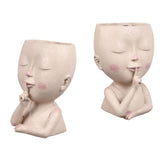 Darrahopens Health & Beauty > Health & Wellbeing > Wellness Accessories Face Flower Pot Head Planter Pot Cute Resin Succulent Planter with Drainage Hole Closed Eyes Large Opening for Indoor Outdoor In Australia - Darrahopens