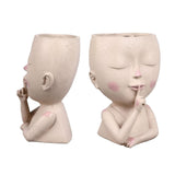 Darrahopens Health & Beauty > Health & Wellbeing > Wellness Accessories Face Flower Pot Head Planter Pot Cute Resin Succulent Planter with Drainage Hole Closed Eyes Large Opening for Indoor Outdoor In Australia - Darrahopens
