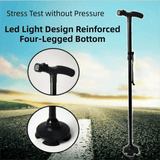 Darrahopens Health & Beauty > Health & Wellbeing > Wellness Accessories Folding LED Walking Cane with Dual Handle - Adjustable(88-98CM), Anti-Slip 4-Prong Base, and Stand-Up Function for Seniors