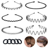 Darrahopens Health & Beauty > Health & Wellbeing > Wellness Accessories Headbands - Unisex Headbands (Set of 6) - Metal Headbands - Spring Wave Headbands - Sports Headbands - Non-Slip Headbands - Hair Accessories (Black)