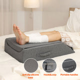 Darrahopens Health & Beauty > Health & Wellbeing > Wellness Accessories Leg Wedge Ergonomic Booster 3-Height Adjustable Memory Foam Leg Support Pillow with Washable Cover for Ankle Foot Rest Surgery Recovery and Pain Relief