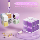 Darrahopens Health & Beauty > Health & Wellbeing > Wellness Accessories Medicine box - 7-day medicine box - Weekly pill box - Portable pill box for travel - Easy to open - 8 compartments - For storing vitamins and medicines - Purple