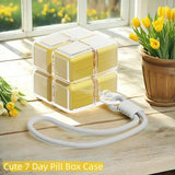 Darrahopens Health & Beauty > Health & Wellbeing > Wellness Accessories Medicine box - 7-day medicine box - Weekly pill box - Portable pill box for travel - Easy to open - 8 compartments - For storing vitamins and medicines - Yellow
