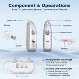 Darrahopens Health & Beauty > Health & Wellbeing > Wellness Accessories Rechargeable Hearing Amplifier with Charging Case – Compact Sound Enhancer for Daily Use, Noise Reduction & Clear Audio (White & Transparent Case, Silver Tone)