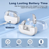 Darrahopens Health & Beauty > Health & Wellbeing > Wellness Accessories Rechargeable Hearing Amplifier with Charging Case – Compact Sound Enhancer for Daily Use, Noise Reduction & Clear Audio (White & Transparent Case, Silver Tone)