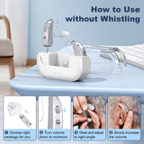 Darrahopens Health & Beauty > Health & Wellbeing > Wellness Accessories Rechargeable Hearing Amplifier with Charging Case – Compact Sound Enhancer for Daily Use, Noise Reduction & Clear Audio (White & Transparent Case, Silver Tone)
